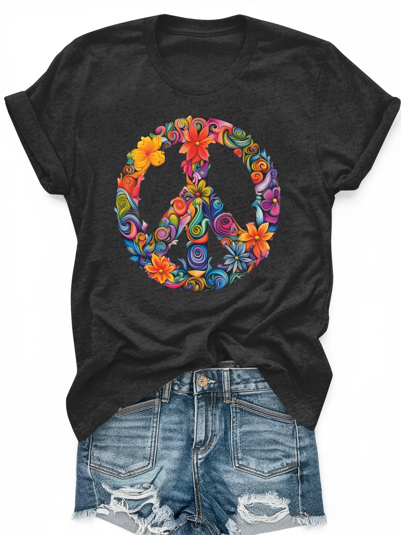 

Women's large-size printed short-sleeved T-shirt, loose and casual, soft, comfortable and breathable, outdoor sports