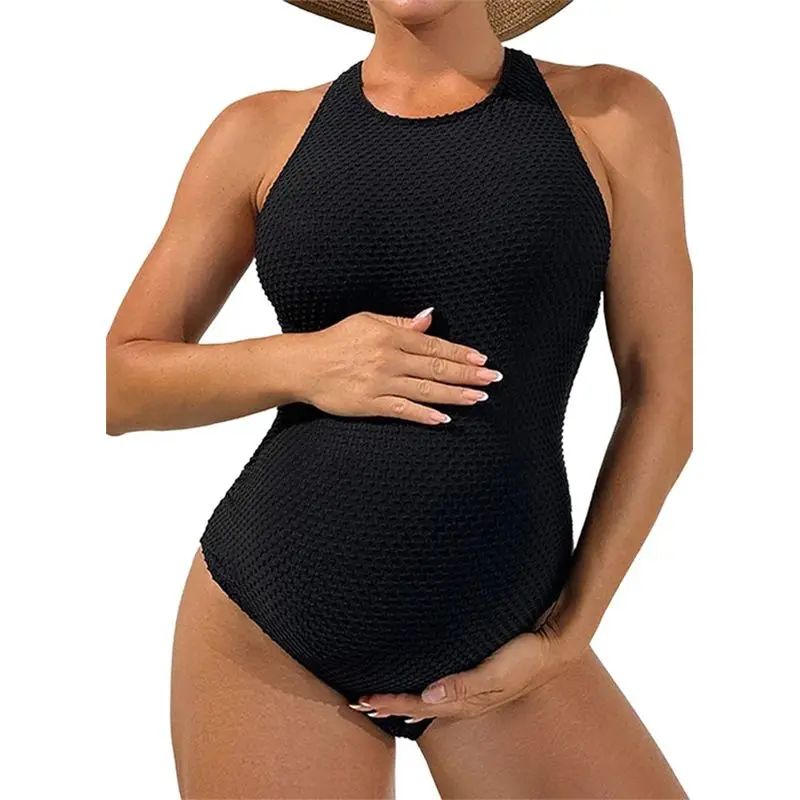 

Женский купальник ABUE, однотонный, в рубчик, монокини, с вырезом на шее и открытой спиной