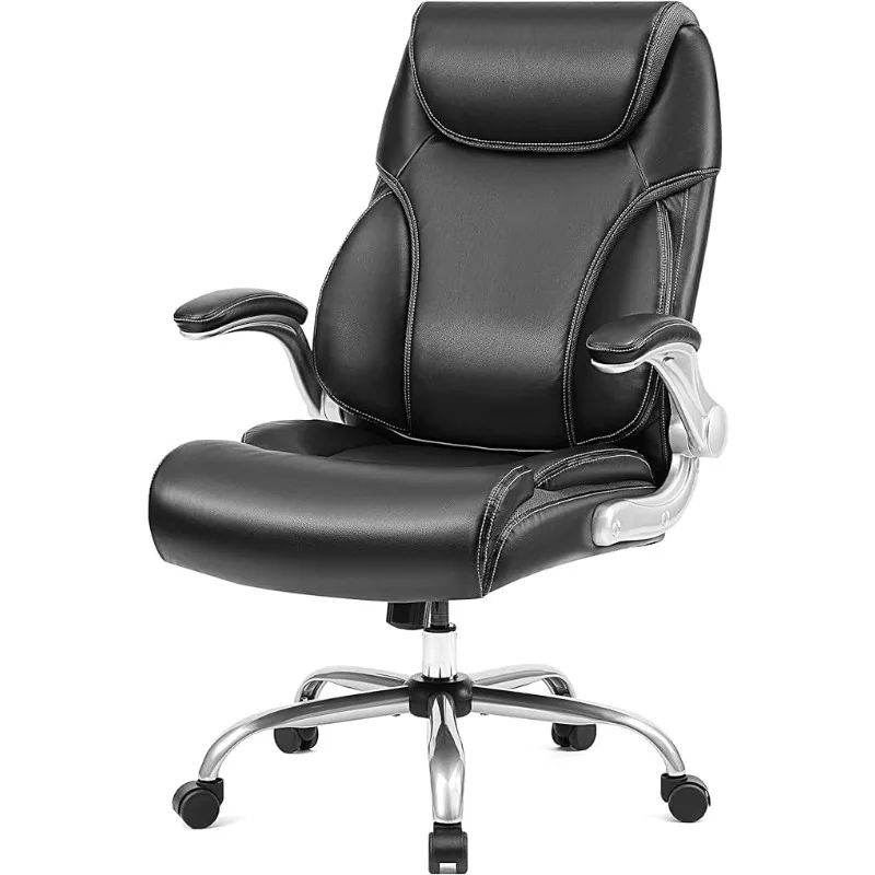 High Back Leather Executive Chair Adjustable Tilt Angles Swivel Office Desk Chair with Thick Padding for Armrest and Ergonomic