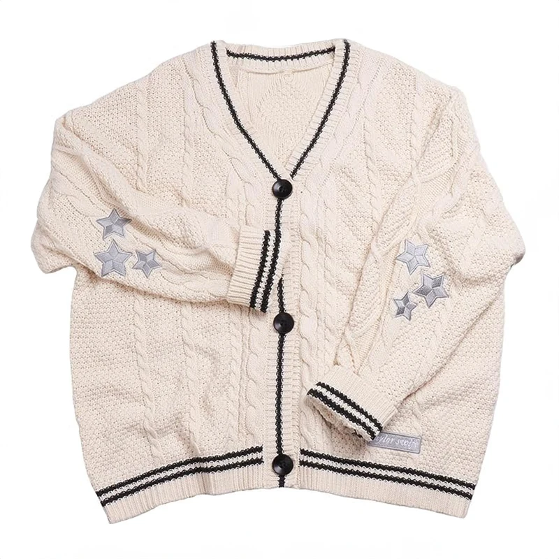 NONE Cardigan Taylor Version Green Vine bestickter Button-Down-Pullover mit Zopfmuster für Damen, Herbst-Winter-Vintage-Outfit 4