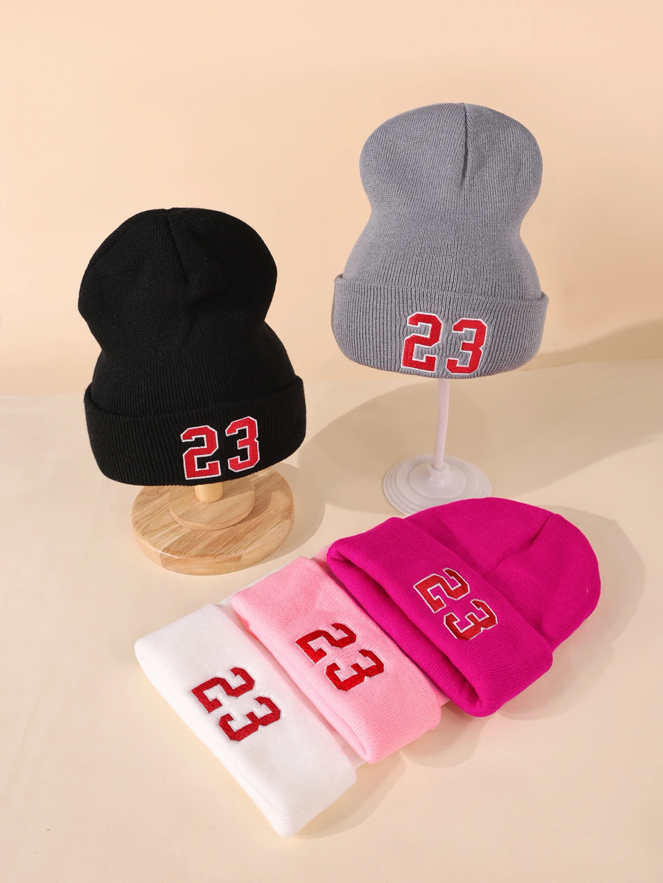 1/3PC multifunctional warmth, suitable for street trendsetters, fashionable and casual letter 23 embroidered cold hat