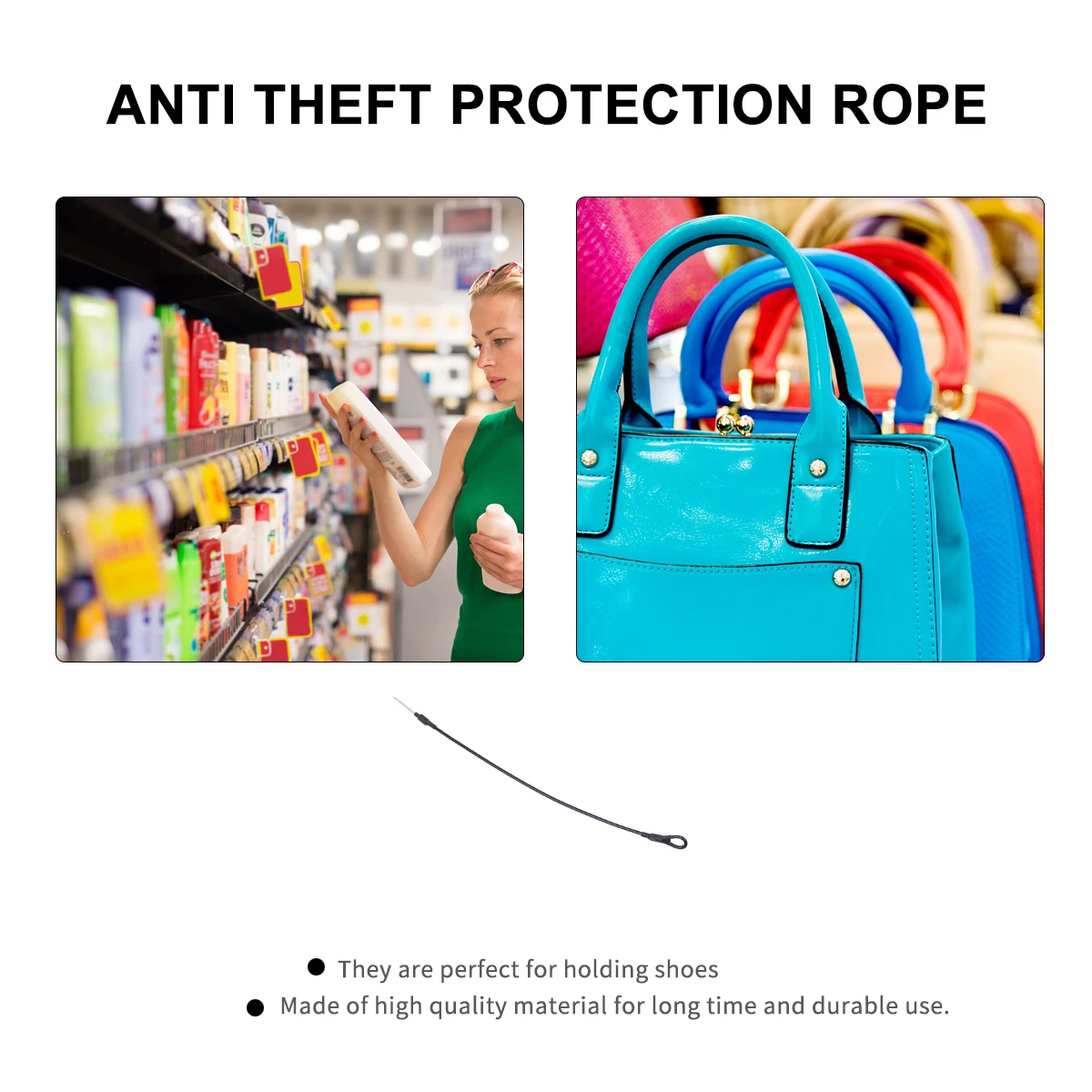 

100pcs Security Wire Anti-Theft Safety Wire Loss Prevention Lanyard Security Loop For Clothing Tag Compatible With Magnetic