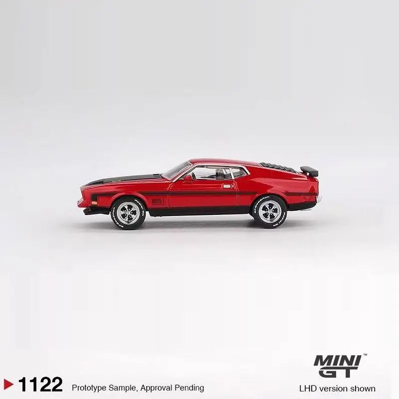 MINI GT 1:64 Ford Mustang Mach1 1971 نموذج سيارة مصنوع من خليط معدني أحمر 1122