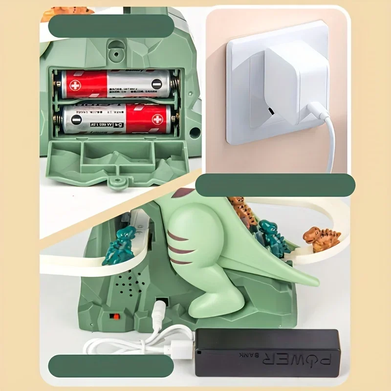 Accoppiato con 3 auto da dinosauro Esperienza di gioco a tema dinosauro per il piccolo esploratore come regalo di Halloween Giocattoli per scivoli da arrampicata con dinosauro