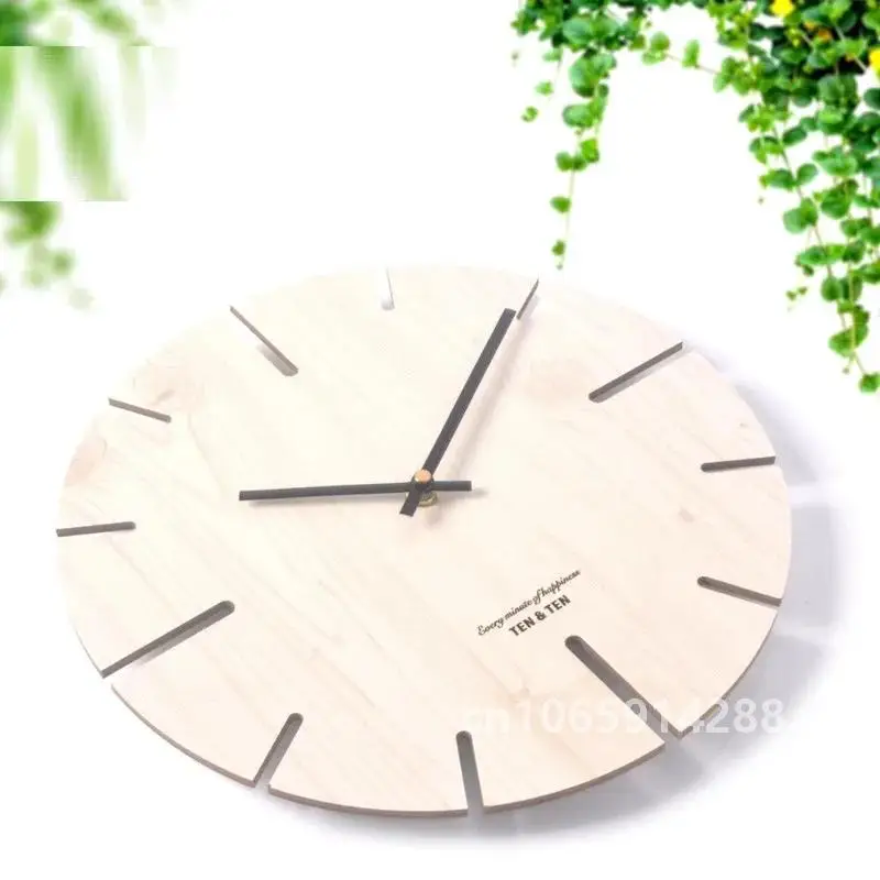 Nordic Retro Wooden Wall Clock Corridor Living Room Decoration Solid Wood Quiet Clocks Hanging Wall