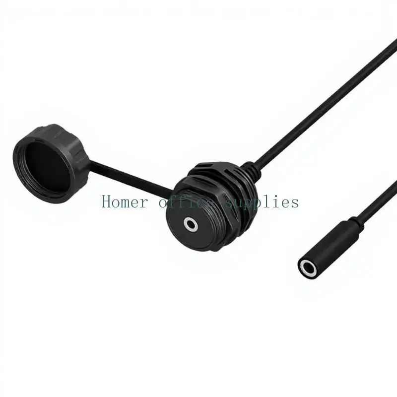 K43B 3.5Mm 1/8 TRS Male to Female Fixing Headsets Adapters with Threaded Body for Dashboards and Control Panel Install