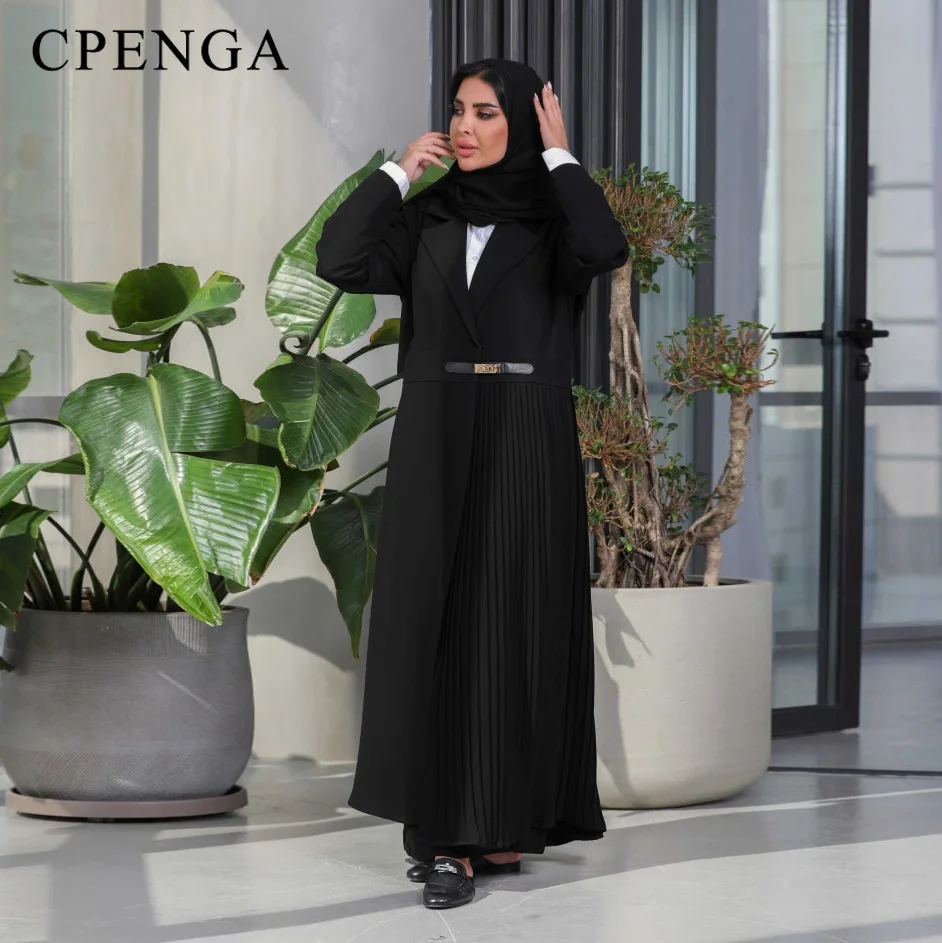 Robe longue plissée musulmane du moyen-orient pour femmes, cardigan élégant d'Arabie saoudite, Dubaï, luxe, Islam, manteau, robe Tukey, modeste, 2024