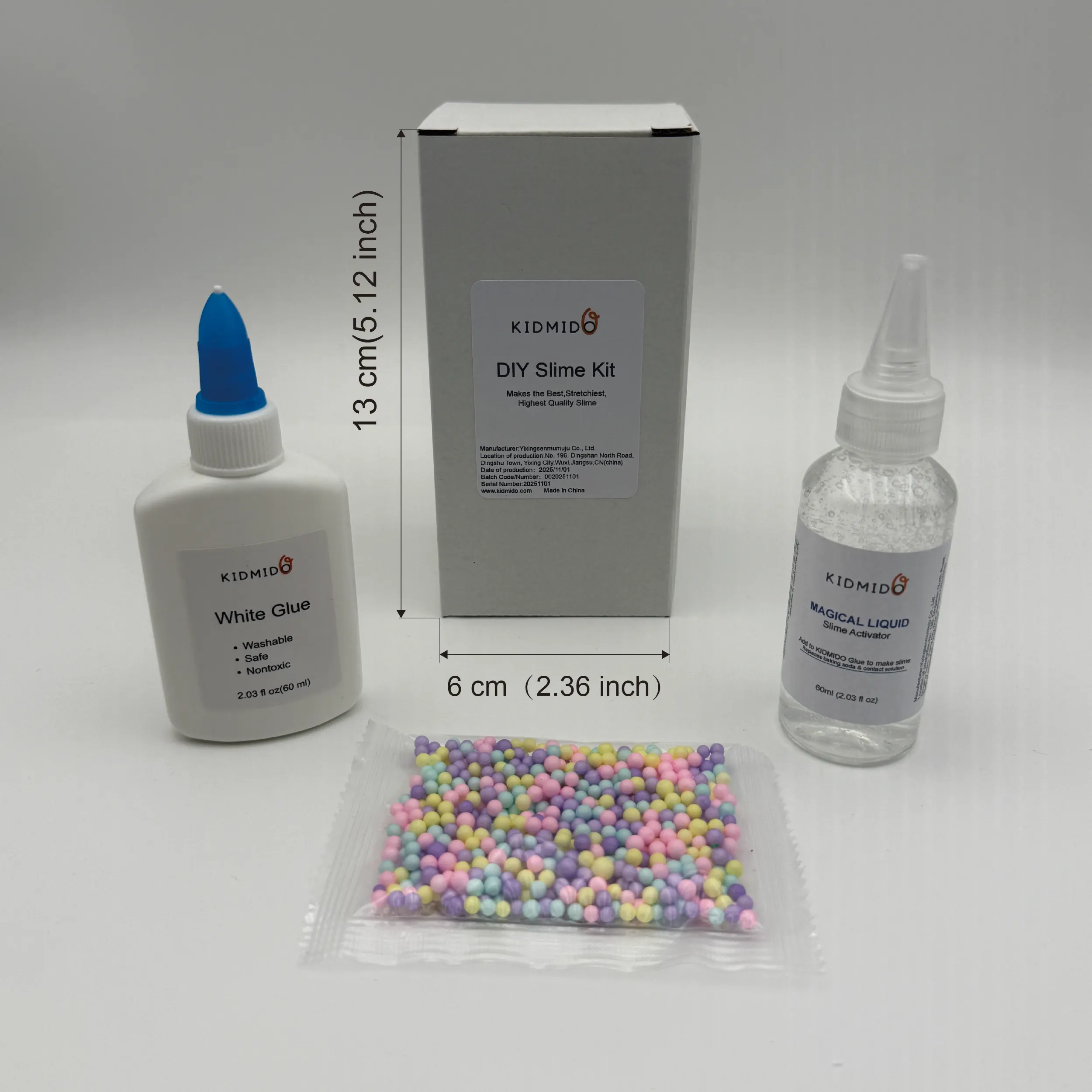 KIDMIDO - Kit de Slime DIY inclui cola branca, ativador de Slime e bola de espuma colorida