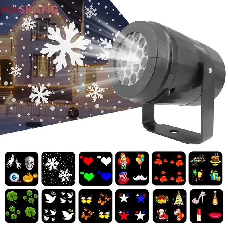 Proyector de luces navideñas para exteriores, lámpara de proyección Led impermeable, decoración de Navidad, luz láser de copo de nieve, luces de escenario para fiestas