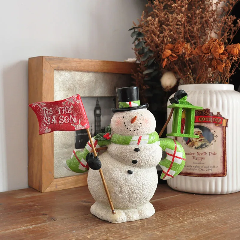 

С Рождеством винтажный фонарь Снеговик декоративные фигурки Рождественский орнамент украшение дома подарок