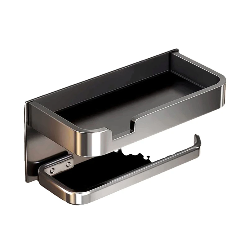 

A84E-Wall Mounted Toilet Paper Holder Bathroom Rolling Paper Organizer Wall Shelves Napkin Roll Toilet Paper Towel Holder