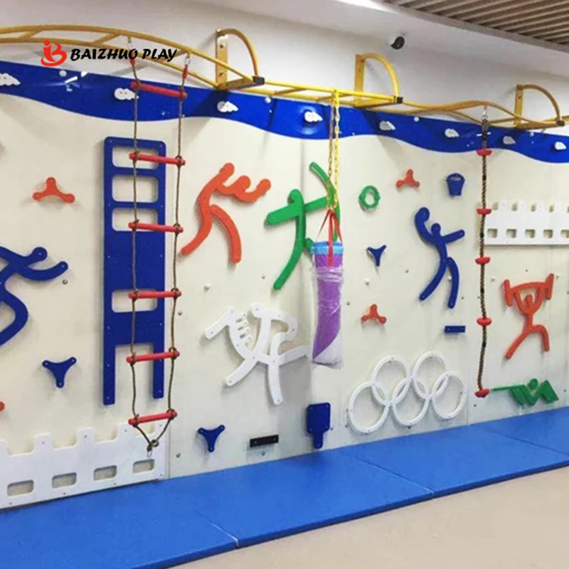 Wooden Construction Grasping Frame Children Indoor Climbing Wall  Family Room Rock Amusement Park Physical Training Equipments