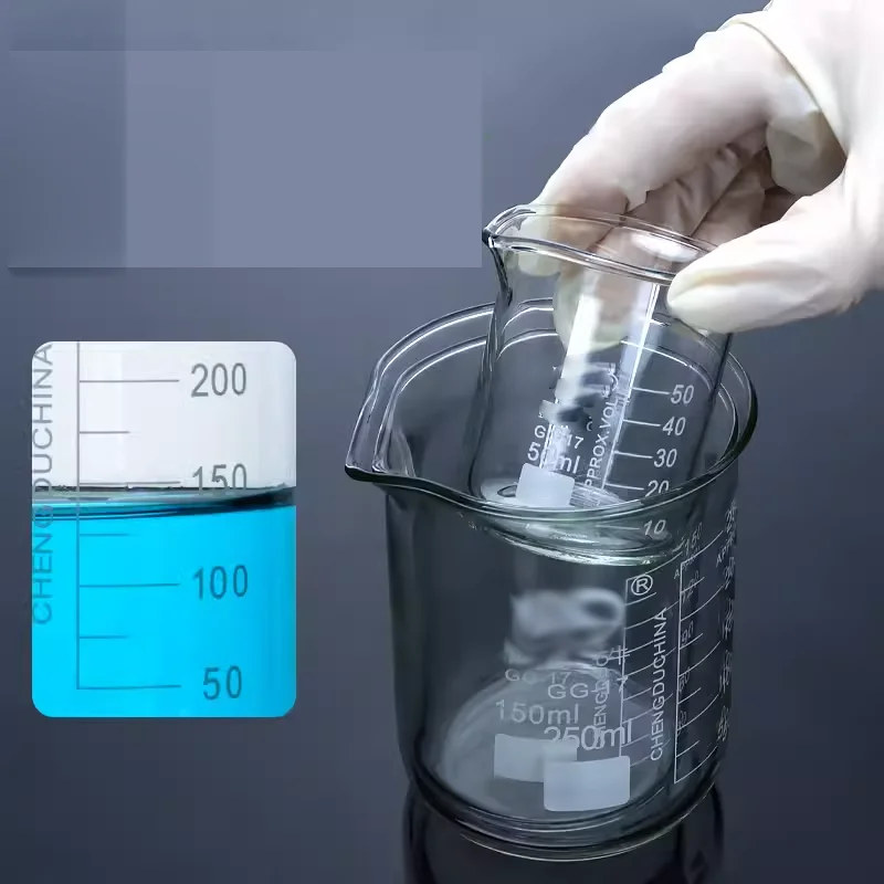 5Pcs Glass Beaker Set 5/10/25/50/100ml Borosilicate Glass Laboratory Measuring Cup Glassware School Study Lab Glass Beaker Set