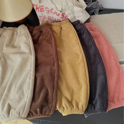 Winter New Boys And Girls Padded Thickened Corduroy Pants 2023 Korean Children's Casual Pockets Lantern Pants Cotton Trousers