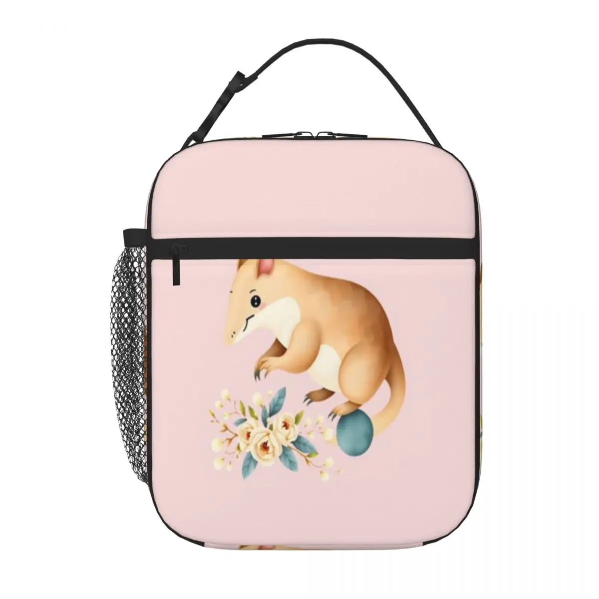 Bestselling Cute Bandicoot With Cream Roses And Blue Berries Outdoor Rugged Camping Lunch Bag Fishing Trip Snack Bag
