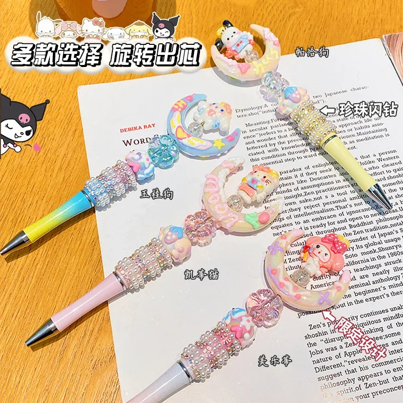 kawaii Sanrio crystal sparkling diamond rotating gel pen black cute girl dream cinnamoroll my melody Melody bead pen kuromi