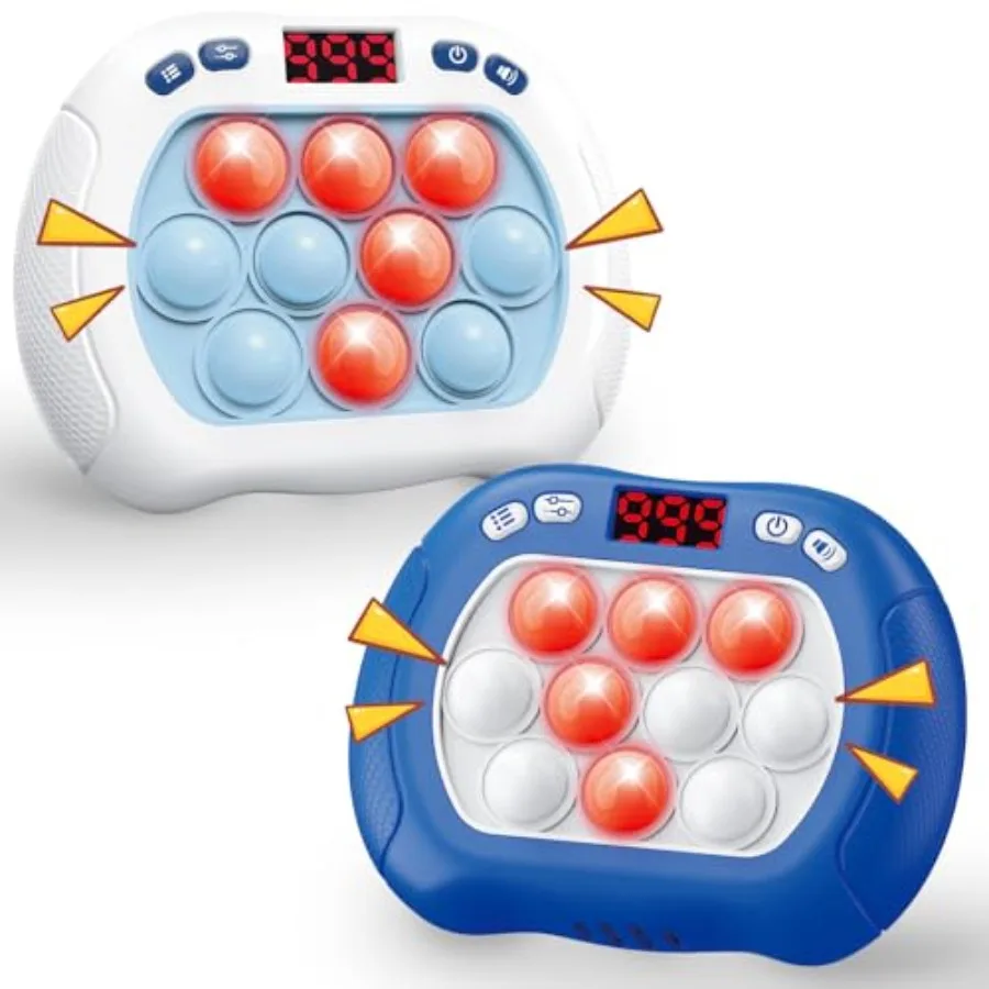 

2 Pack Quick Push Pop Game for,Handheld Fidget Toy With LED Screen Light Up, Electric Pop Controller, Fast Push Bubble Sensory