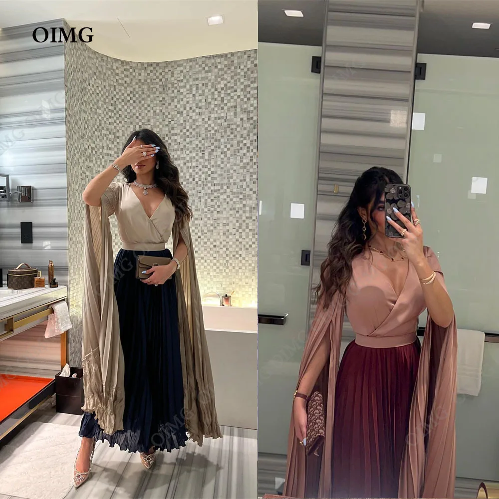 

OIMG 2Color Chiffon V Neck A Line Formal Evening Gowns Dress Jacket Sleeves Club Celebrity Prom Evening Night Party Dresses