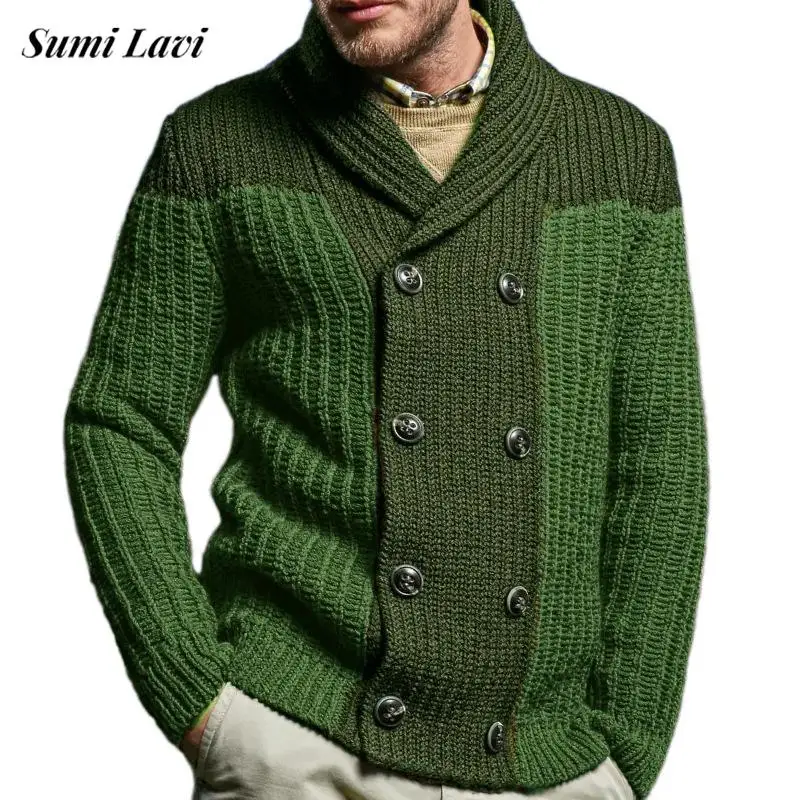 

Stylish Contrast Color Knitted Jackets Men Sweatercoat 2024 Fall Winter Casual Knitting Cardigans For Men Fashion Sweater Jacket