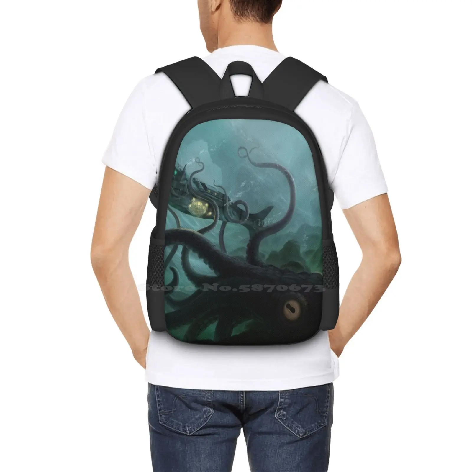 Der Nautilus-Taschen-Rucksack für Männer, Frauen, Mädchen, Teenager, Science-Fiction, Sci-Fi, U-Boot, Nautilus, Kapitän, Nemo, Ozean, Meer, Tintenfisch