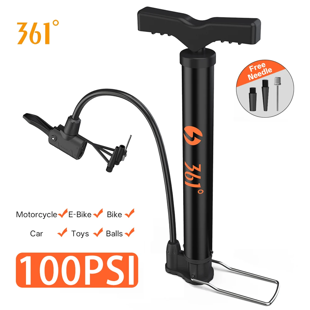 

361 Degrees Bike Pump Manual Manual Inflator Steel Durable Schrader Presta MTB Road Bicycle Air Pump High Pressure Tire Inflator