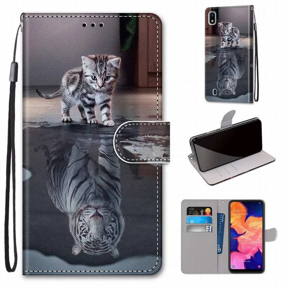 For ZTE Blade 20 Smart V10 Vita L8 A31 A51 A71 A5 2019 A7S 2020 Leather Phone Case Lion Butterfly Girls Phone Bags Housing D08F