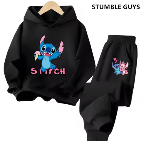 Stitch Hoodie Set Kids Long Sleeves Outfits 3-14 Years Children's Sets Baby Boys Casual Tracksuit Sonic Hoodie + Pants Sets