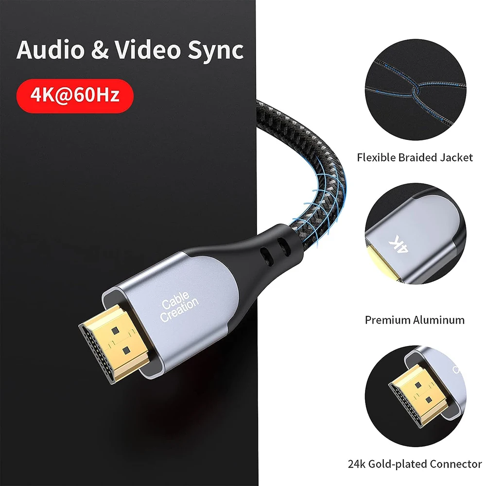 HDMI 2.1 cable 3M/1.8M/0.9M HDMI 2.0 cable 4K 120Hz Braided HDMI cable Supports HDR CEC Earc for Xbox PS5 PS4 Pro HDTV PC