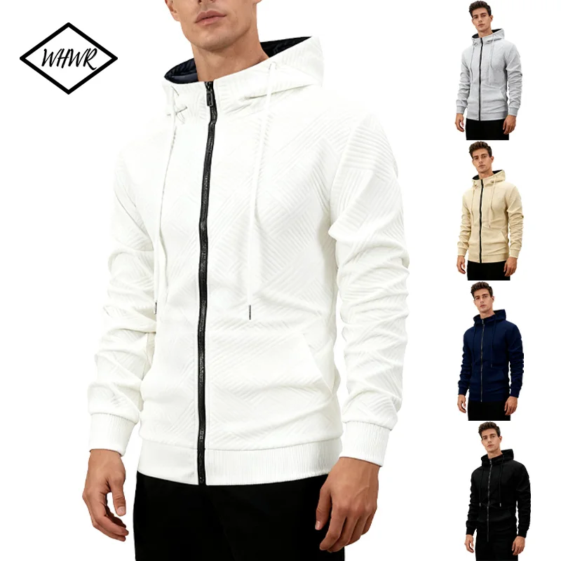 الخريف الشتاء الرجال البلوز سترة طويلة الأكمام هوديي كامل سستة إغلاق سترة الذكور هوديس البلوز سليم صالح الذكور الملابس #1