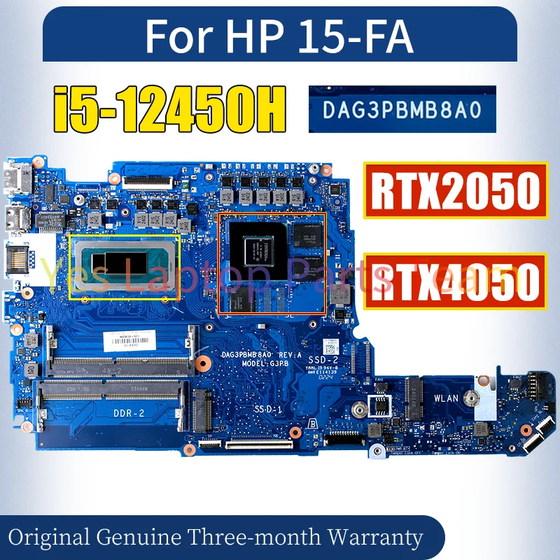 DAG3PBMB8A0 For HP 15-FA Laptop Mainboard i5-12450H RTX2050 RTX4050 N61953-601 N93609-601 Notebook Motherboard 100％ Tested