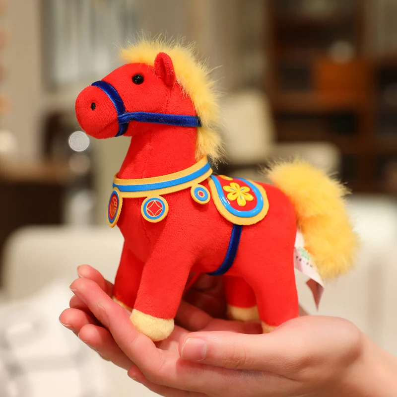 

20cm Red Lucky Horse Plush Toy 12cm Cute Horse Pendant Keychian New Year Mascot Pony Decor Festival Gift Kid Gift
