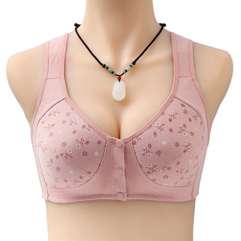 Plus Size Bra Front Buckle Underwear Women All-match Solid Color Beautiful Back Comfortable Gathered Breasts Breathable Bras