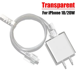 Transparent Charger Protector Cable Organiser for IPhone 14 13 12 Pro Max 18W 20W Type C Data Cable Management Cord Winder Kit