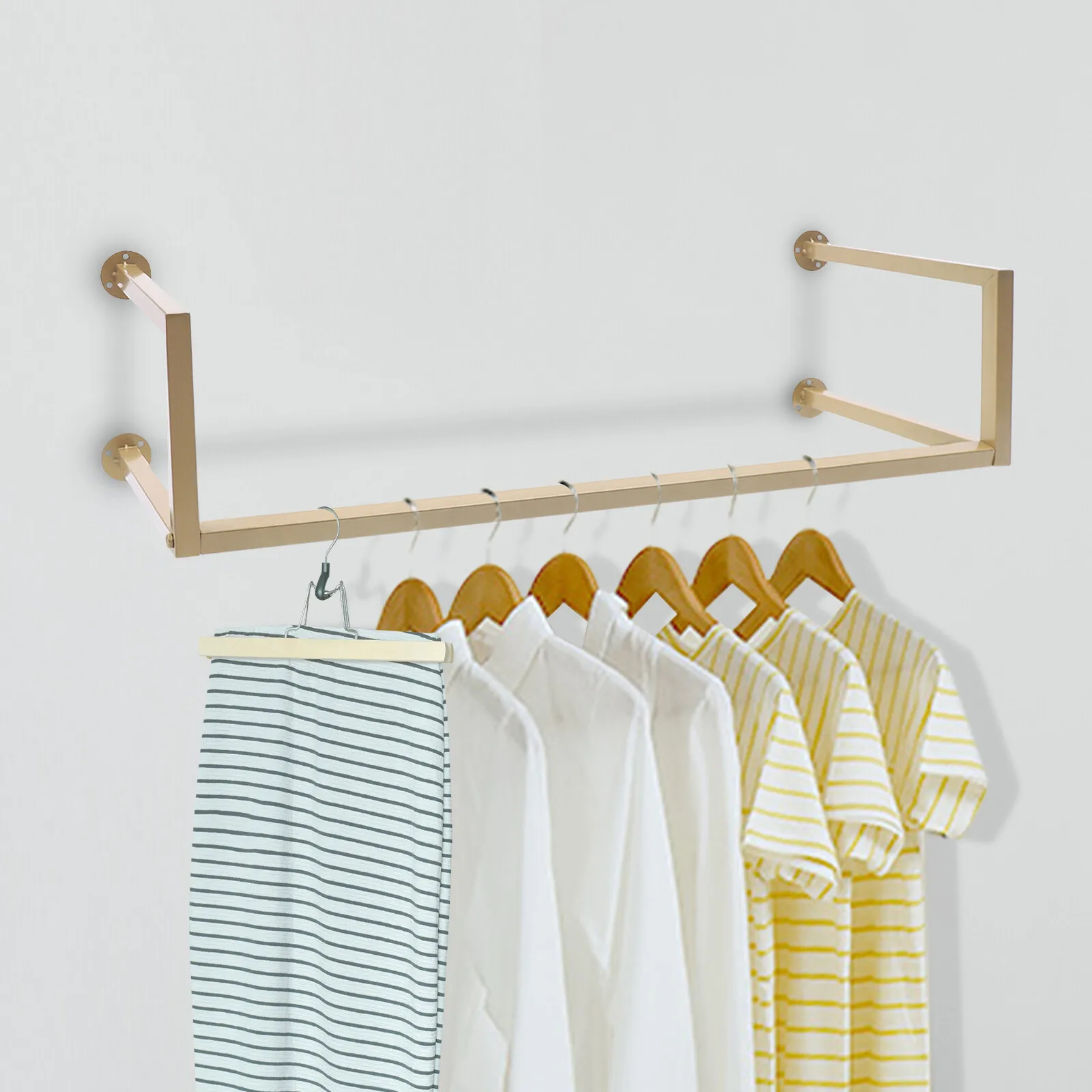

Heavy Duty Wall-Mounted Clothes Rack Industrial Rod Clothes Hanging Bar US Stock