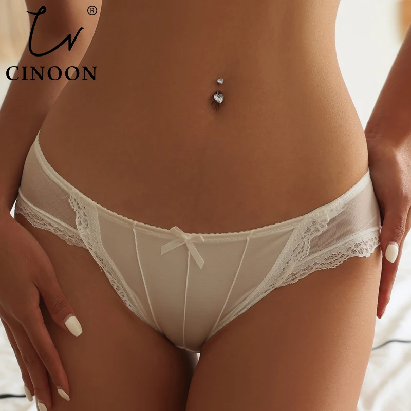 CINOON Women Sexy Lace Panties Low-waist Briefs High Elasticity Female G String Soft  Lingerie Temptation Transparent Intimates