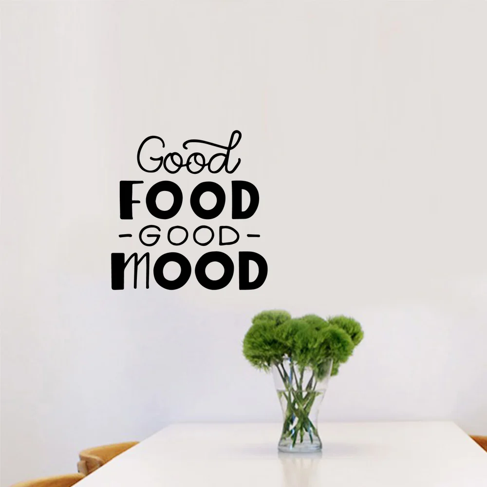 

1 pc good food good mood with fonts kitchen or cooking Wall Sticker Pvc Wall Art Stickers Modern Fashion Wallsticker Decal