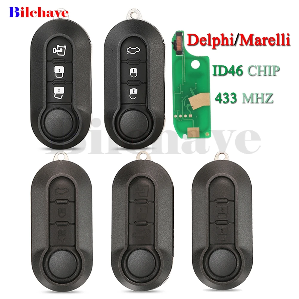 

JYQ Delphi/Marelli 433 МГц ID46 Автомобильный дистанционный ключ для Fiat MPV Bravo/Ducato 500 Doblo Qubo Grande Punto Citroen Jumper Peugeot Boxer