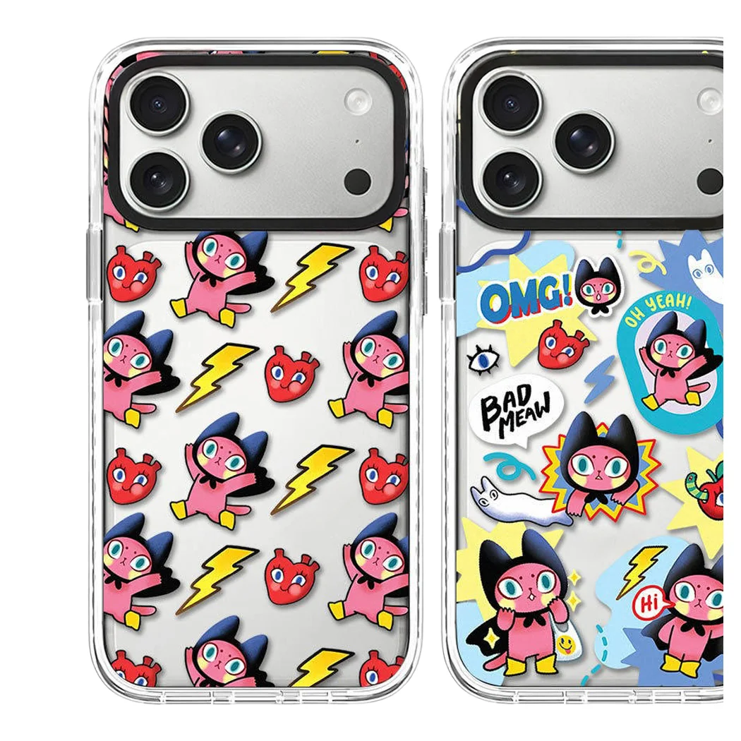 

Lightning Escape Cat Acrylic White Border Magnetic Phone Case Cover for IPhone 12 13 14 15 16 17 Pro Max Case for IPhone 17 Air