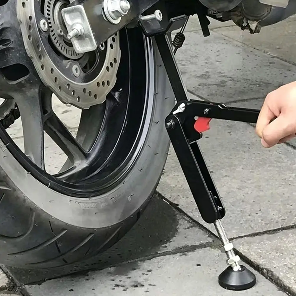 Universal Motorcycle Wheel Stand, Foldable Portable Wheel Lifter, Repair Maintenance Jack, Anti-Slip Side Support Tool