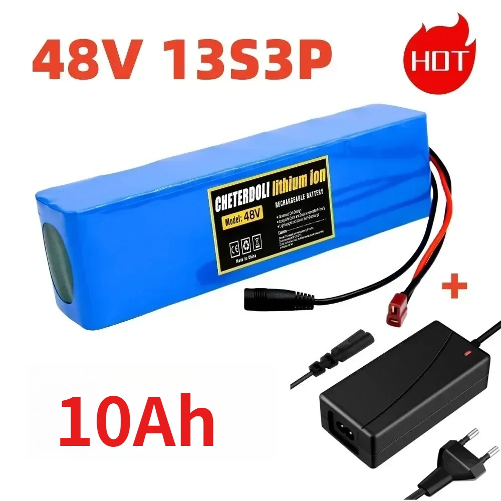 High quality 48V 10Ah Rechargeable Lithium ion Battery Pack 13S3P  for 250W 350W 500W  Bike Scooter with Safety BMS Board