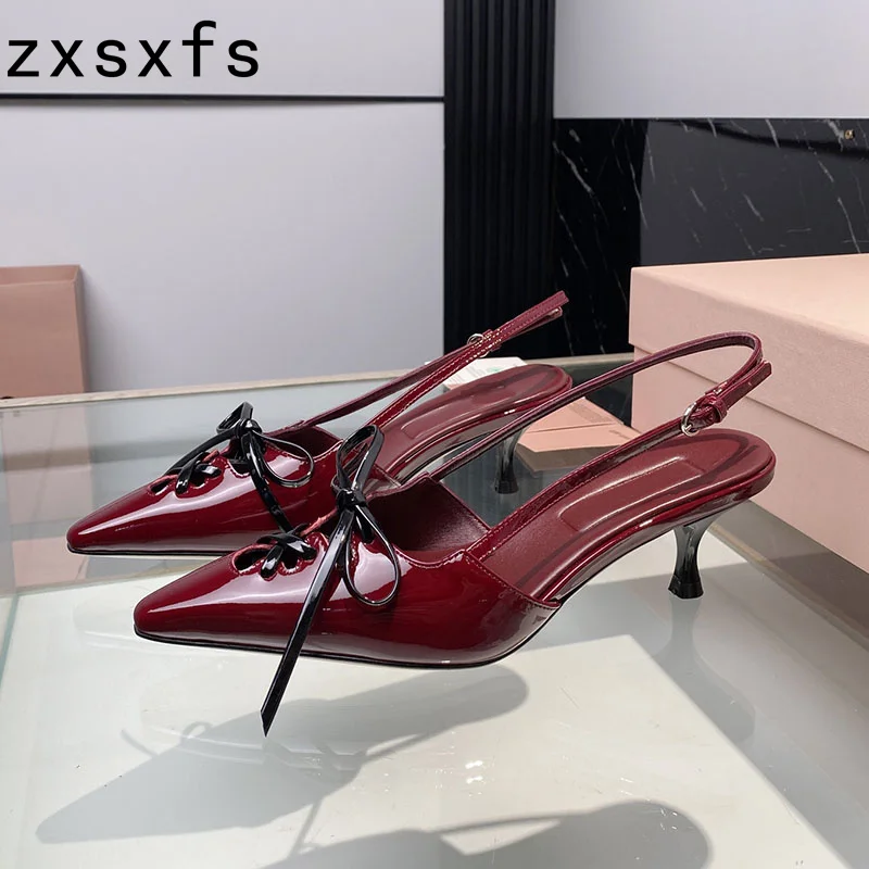 

Luxury Point Toe Slingback Pumps Summer Brand High Heel Sandals Women Lace Up Dress Shoes For Woman Sandalias Mujer