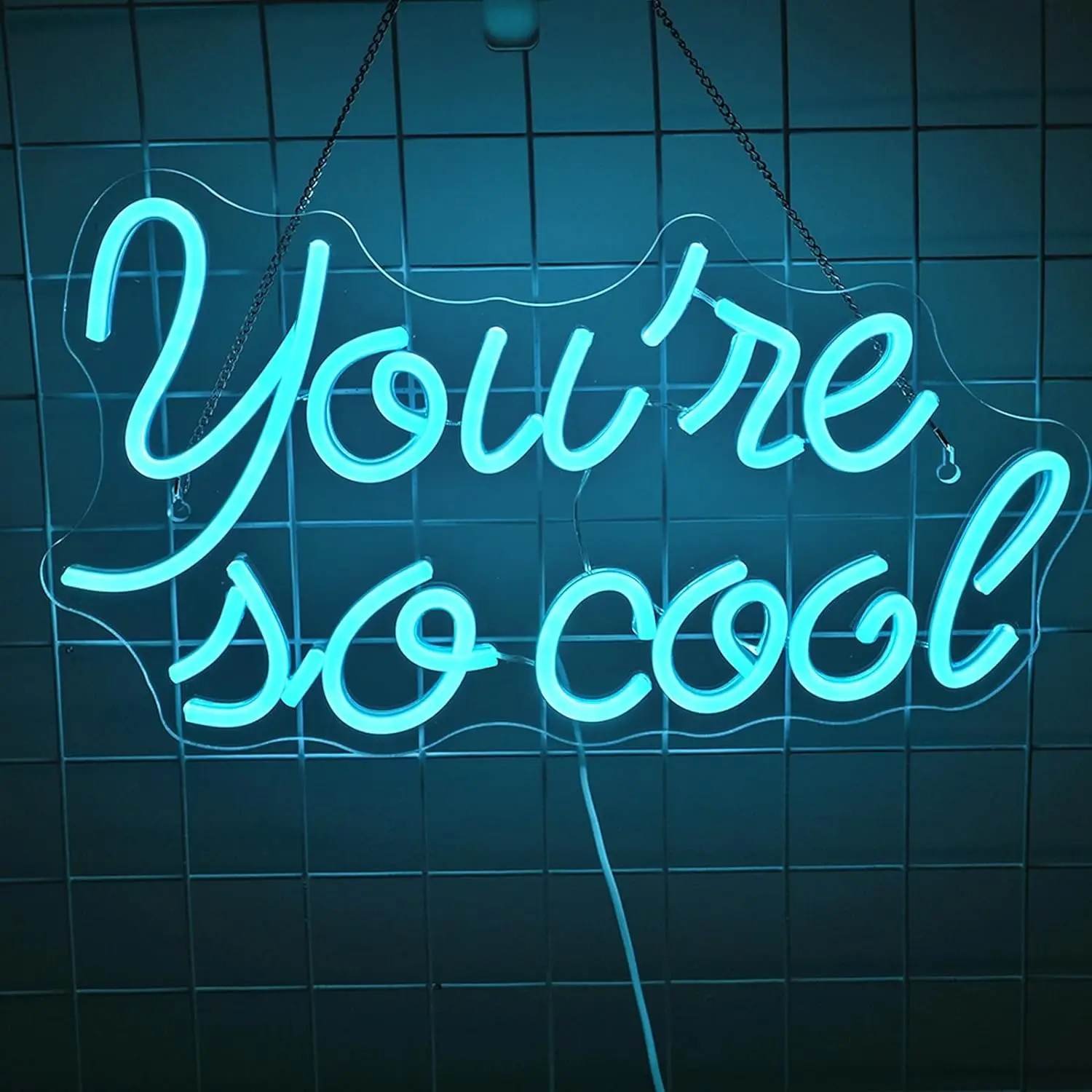 

Неоновая светодиодная вывеска You Are So Cool, светло-голубые неоновые огни для настенного декора, художественные буквы, украшения комнаты, дома, бара, лампа питания USB