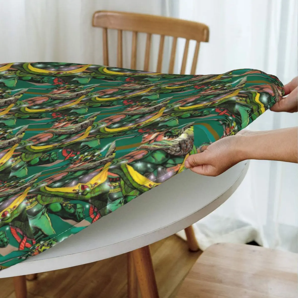 Jojo Bizarre Adventure Joseph Joestar Anime Waterproof Round Tablecloth Oilproof Table Cloth Kitchen Events Dining Table Cover