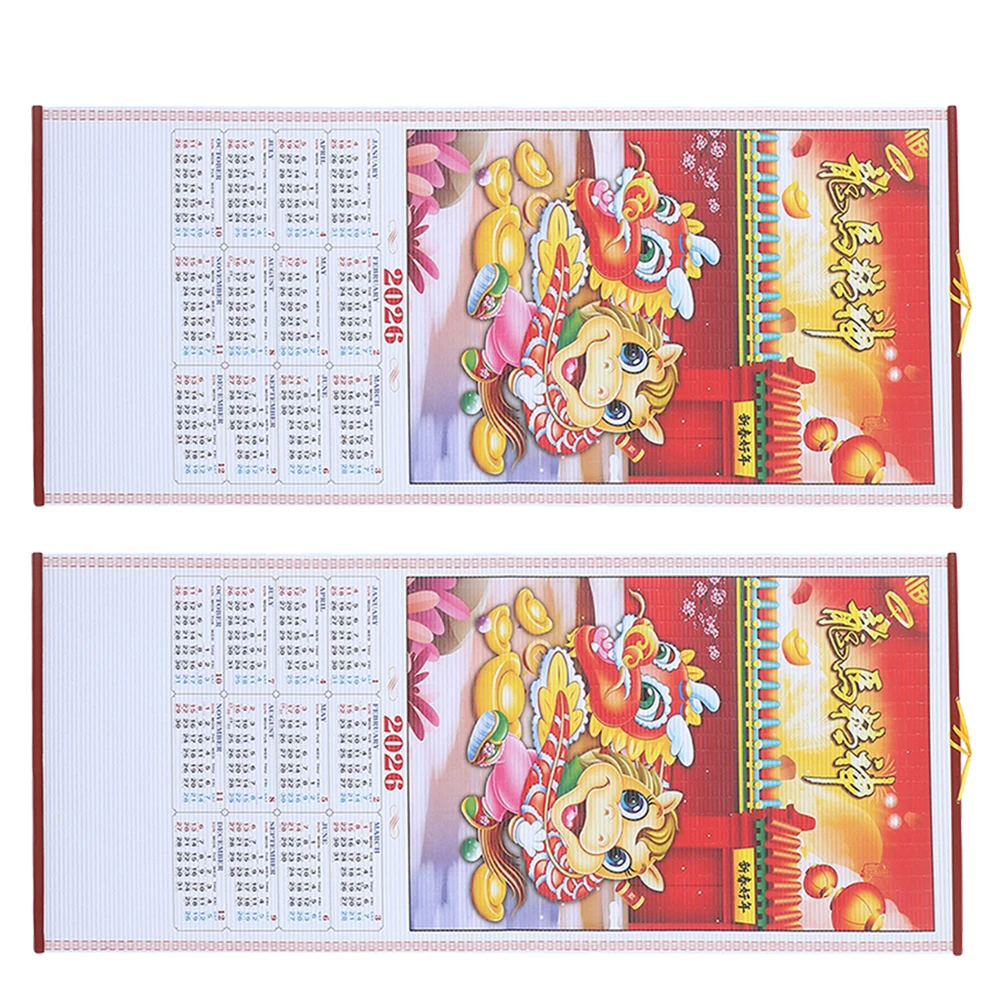 

2pcs Wall Calendar Horse Year Lunar Calendar 2026 Lunar Monthly Planner Home Office Decor Chinese New Year Gifts
