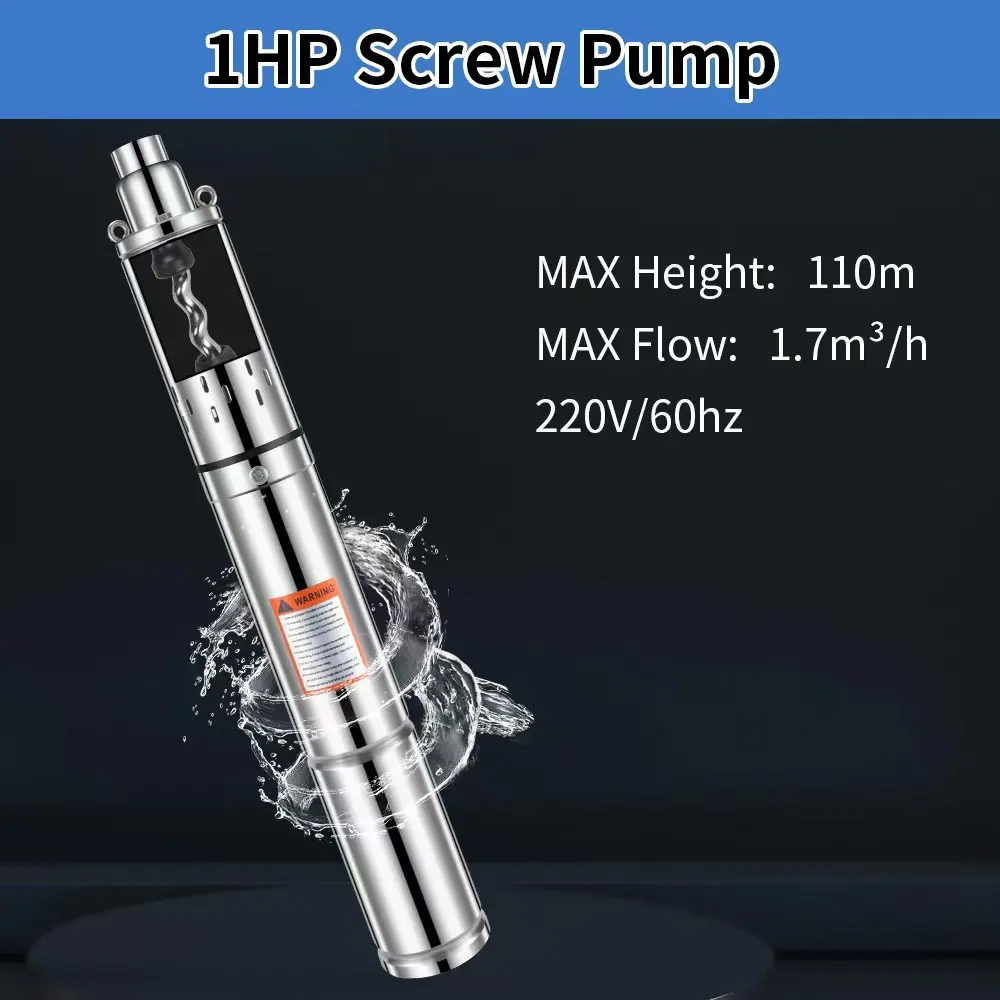 Deep well submersible pump, vertical stainless steel small pump, 220V electric high head screw pump for wells