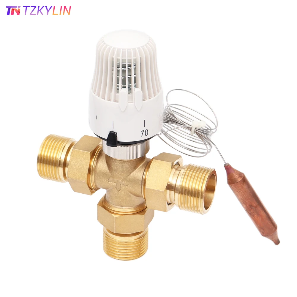 Three way mixing valve with thermostatic capillary remote sensor  Setting range 30-70 °C