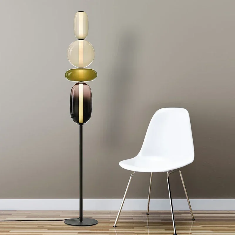 

Modern Nordic modern light luxury glass floor lamp color lollipop bedside lamp dining room bedroom room decor LED chandelier