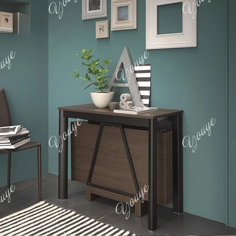 

J Solid Wood Pull-out Dining Table Retractable Multi-functional Deformation Foldable Stretch Dining Table Against The Wall