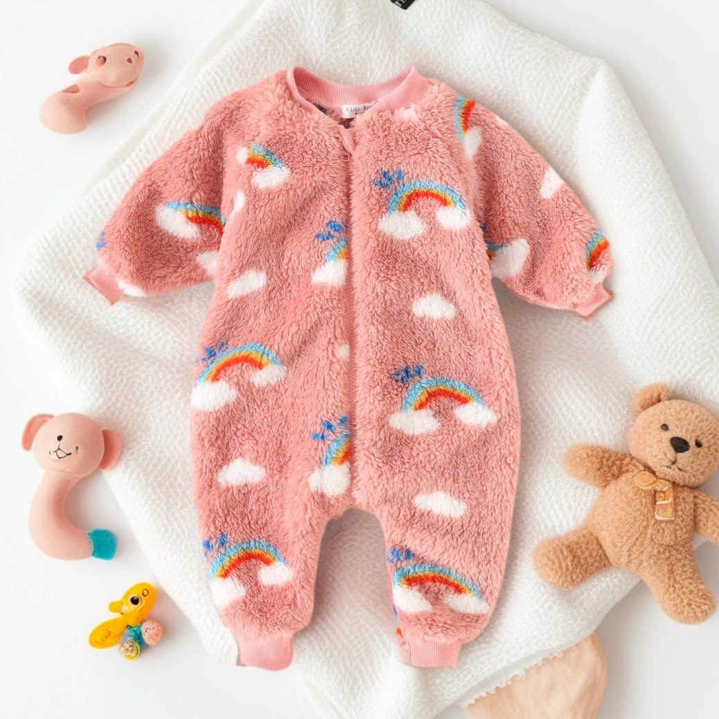 

Sanlutoz зимние теплые флисовые утолщенные комбинезоны с длинными рукавами для маленьких девочек, повседневные комбинезоны на молнии