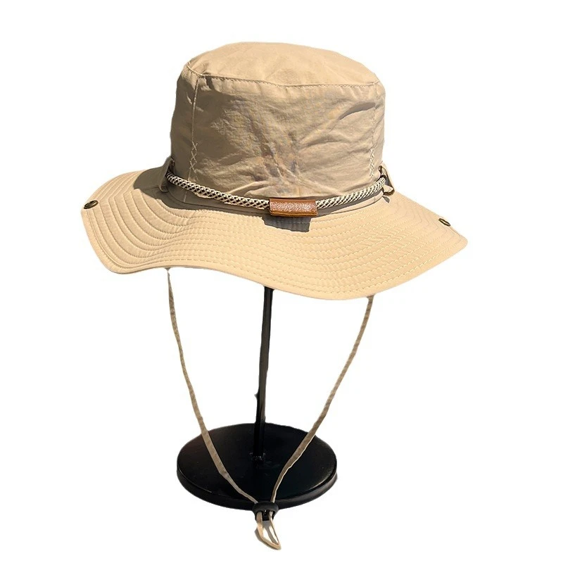 Summer Outdoor Camping Quick Dried Mountaineering Hat for Men and Women Japanese Drawstring Fishing Sunscreen Western Cowboy Hat